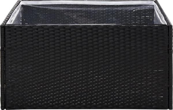 vidaXL Donica ogrodowa, czarna, 80x80x40 cm, rattan PE