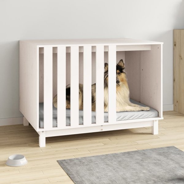 vidaXL Σπιτάκι για σκύλο, λευκό, 100x70x72 εκ., από μασίφ πεύκο
