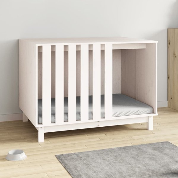vidaXL Σπιτάκι για σκύλο, λευκό, 100x70x72 εκ., από μασίφ πεύκο