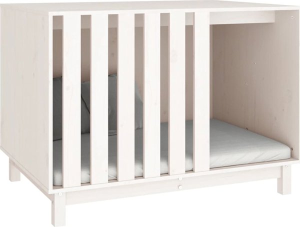 vidaXL Σπιτάκι για σκύλο, λευκό, 100x70x72 εκ., από μασίφ πεύκο