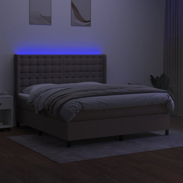 vidaXL Κρεβάτι Kontynentalne με στρώμα, taupe, 180 x 200 cm, ύφασμα