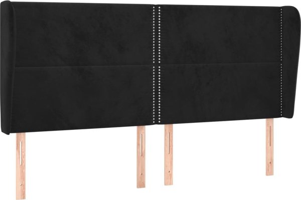 vidaXL Zaglowek uszak czarny 203x23x118/128 cm aksamit