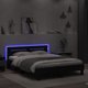 vidaXL Rama κρεβατιού με κεφαλάρι και LED, μαύρο, 140x190 cm
