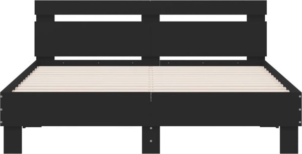 vidaXL Rama κρεβατιού με κεφαλάρι και LED, μαύρο, 140x190 cm