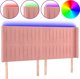 vidaXL Κεφαλάρι για κρεβάτι με LED, ροζ, 183x16x118/128 cm, βελούδο
