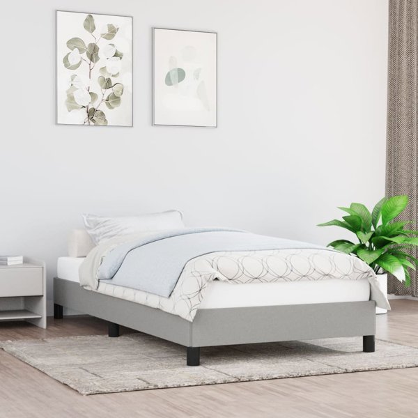 vidaXL Rama lozka jasnoszara obita tkanina 90x190 cm