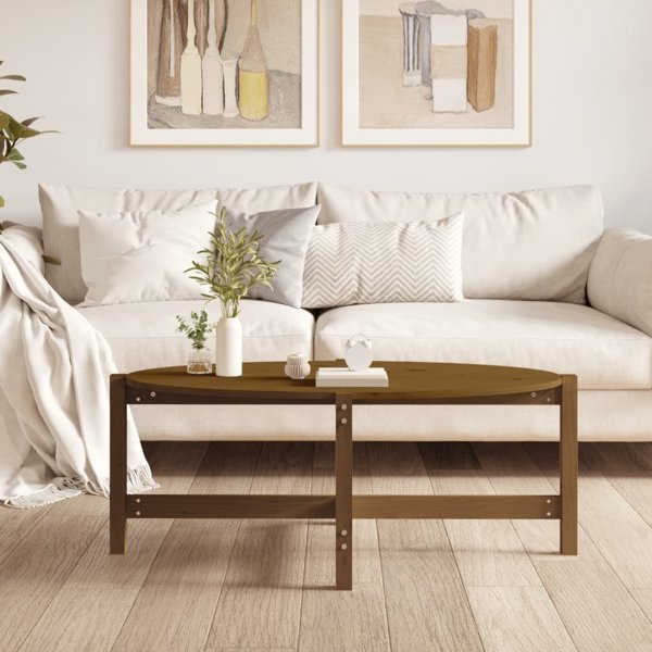vidaXL Τραπεζάκι καφέ, χρώμα μέλι, 118x63x45 cm, μασίφ πεύκο