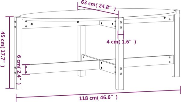 vidaXL Τραπεζάκι καφέ, χρώμα μέλι, 118x63x45 cm, μασίφ πεύκο