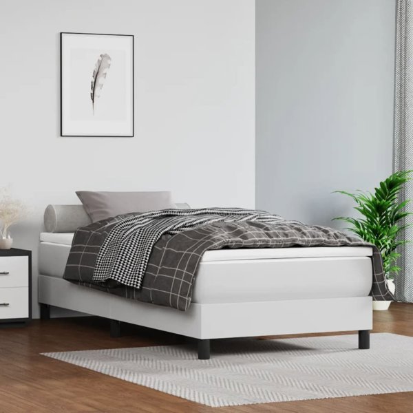 vidaXL Materac kieszeniowy, λευκό, 80x200x20 cm, τεχνητό δέρμα