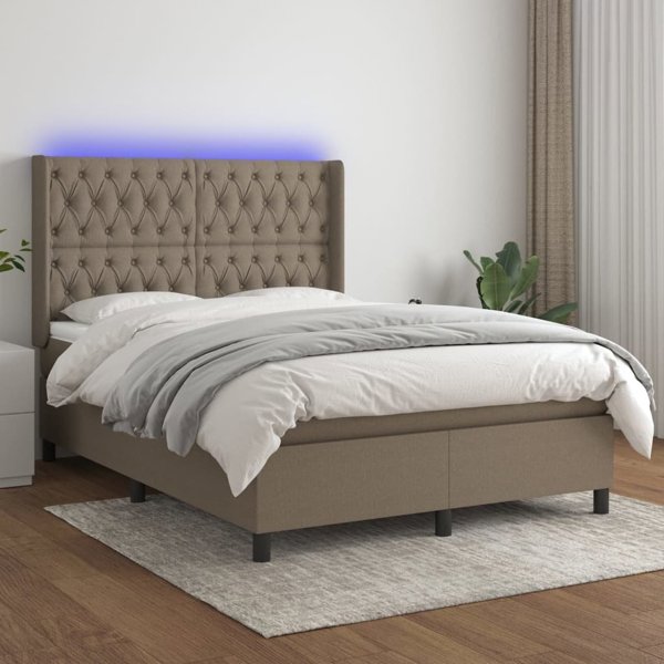 vidaXL Κρεβάτι Κοντινεντάλ με στρώμα, ταουπ, 140 x 190 cm, ύφασμα
