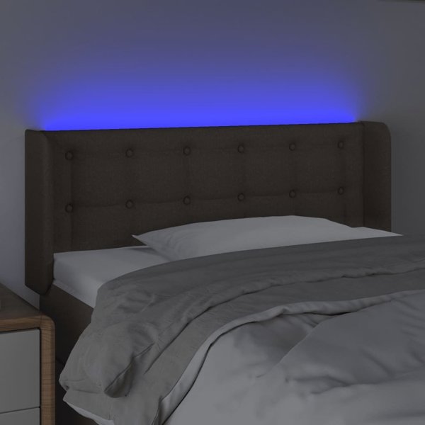 vidaXL Zaglowek do lozkou me LED, taupe, 103x16x78/88 cm, tkanina