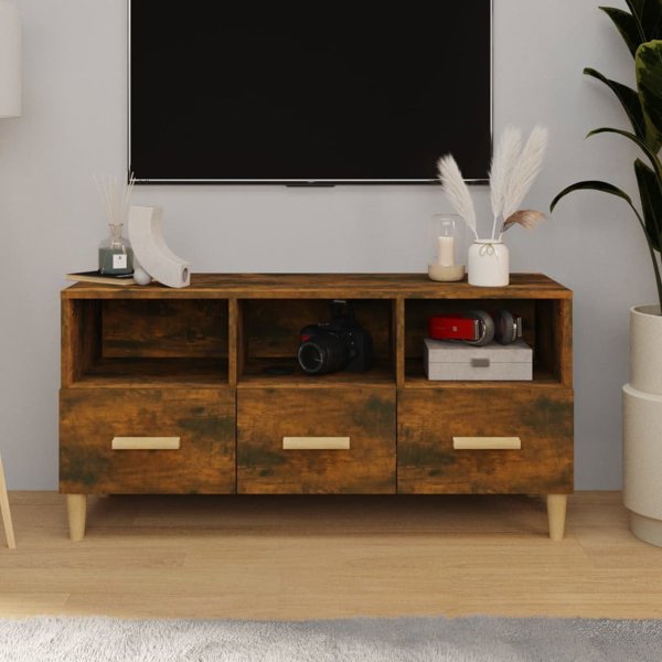 vidaXL Έπιπλο για τηλεόραση, καπνισμένη δρυς, 102x36x50 cm