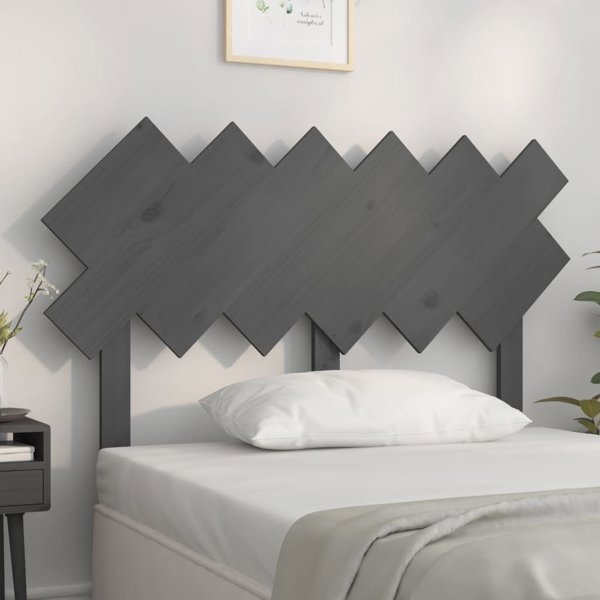 vidaXL Κεφαλάρι κρεβατιού, γκρι, 122,5x3x80,5 εκ., μασίφ πεύκο