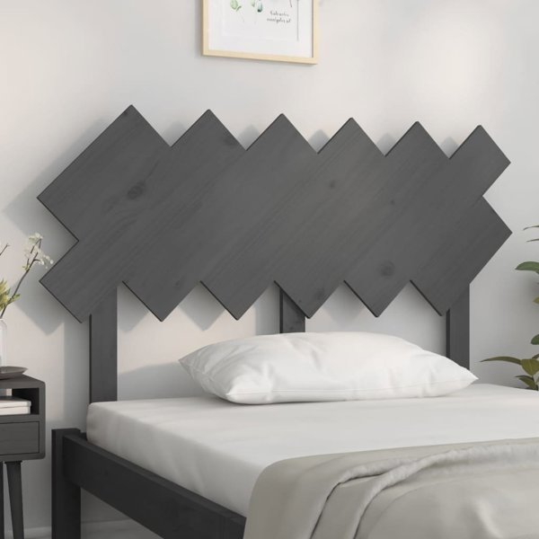 vidaXL Κεφαλάρι κρεβατιού, γκρι, 122,5x3x80,5 εκ., μασίφ πεύκο