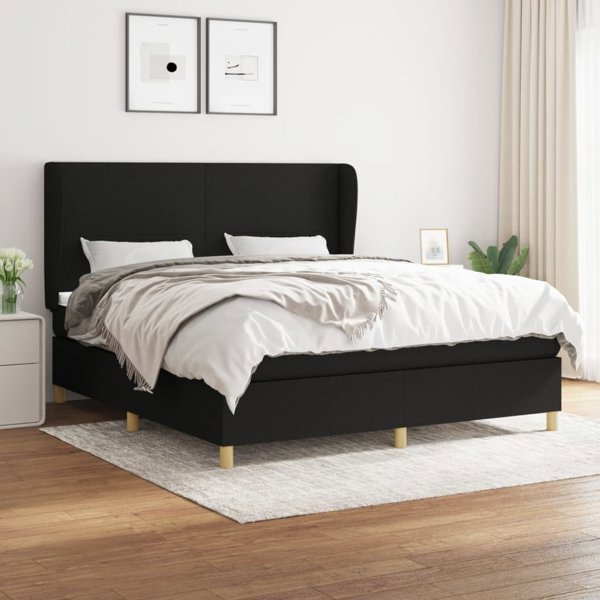 vidaXL Λύκο kontynentalne με στρώμα, μαύρο, ύφασμα 180x200 cm