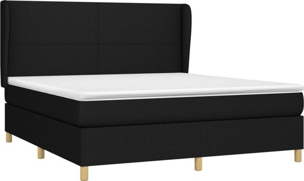 vidaXL Λύκο kontynentalne με στρώμα, μαύρο, ύφασμα 180x200 cm