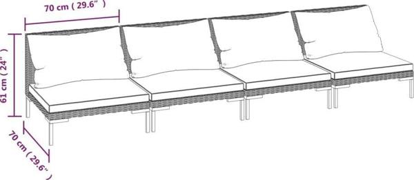 vidaXL vidaXL 4-cz. zestaw wypoczynkowy do ogrodu, z poduszkami, ciemnoszary