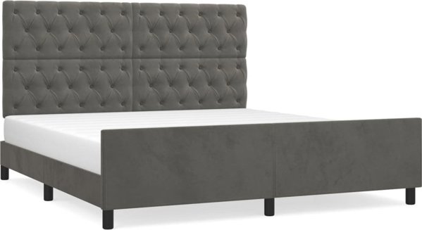 vidaXL Rama κρεβατιού με κεφαλάρι, σκούρο γκρι, 160x200 cm, βελούδινη