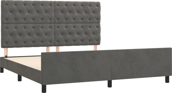 vidaXL Rama κρεβατιού με κεφαλάρι, σκούρο γκρι, 160x200 cm, βελούδινη