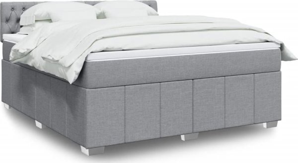 vidaXL Kρεβάτι Continental με στρώμα, ανοιχτό γκρι, ύφασμα, 180x200 cm