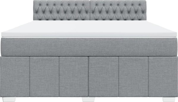vidaXL Kρεβάτι Continental με στρώμα, ανοιχτό γκρι, ύφασμα, 180x200 cm