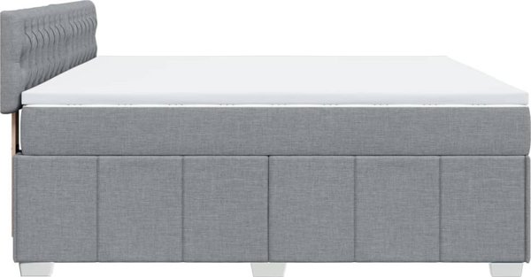 vidaXL Kρεβάτι Continental με στρώμα, ανοιχτό γκρι, ύφασμα, 180x200 cm