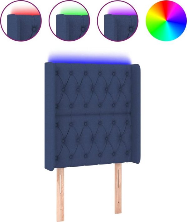 vidaXL Ζαγκλόβεκ για κρεβάτι με LED, μπλε, 83x16x118/128 εκ, ύφασμα