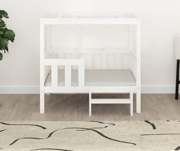 vidaXL Κρεβάτι για σκύλο, λευκό, 95,5x73,5x90 cm, μασίφ πεύκο