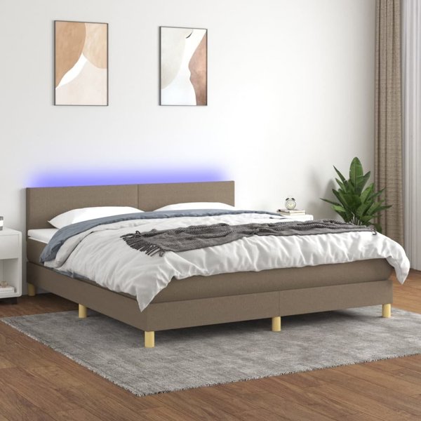 vidaXL Κρεβάτι κοντινένταλ με στρώμα, taupe, 180x200 cm, ύφασμα
