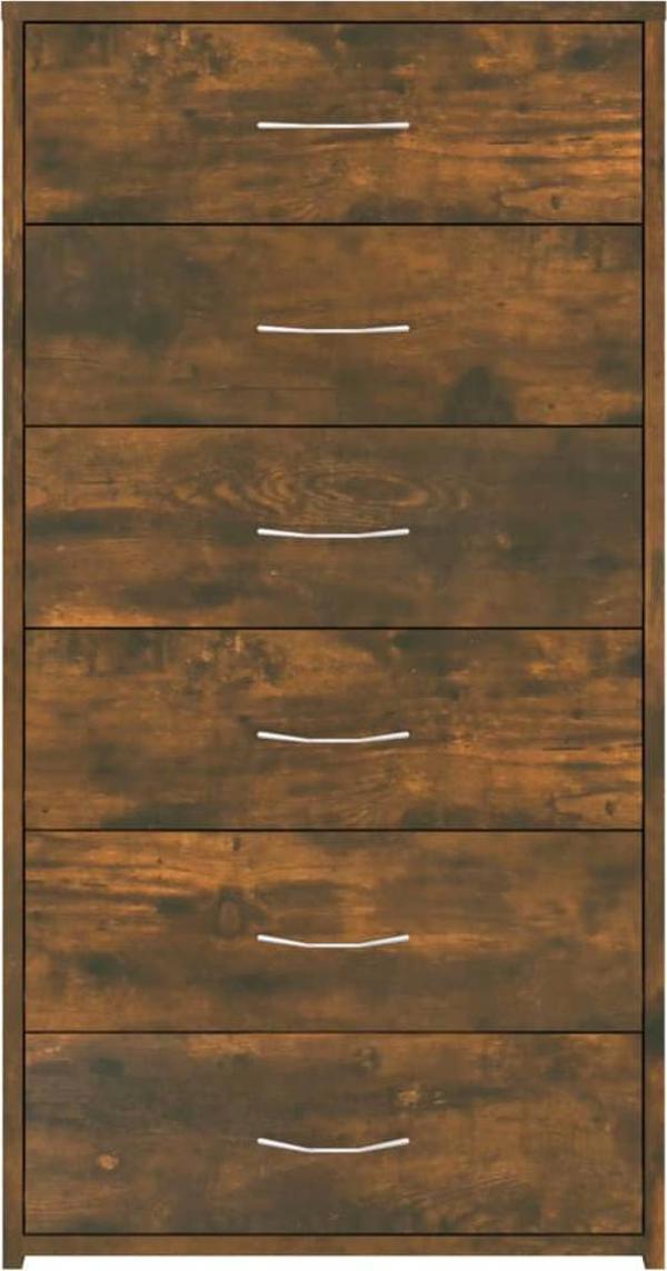 vidaXL Κομότα με 6 συρτάρια, καπνιστή δρυς, 50x34x96 εκ