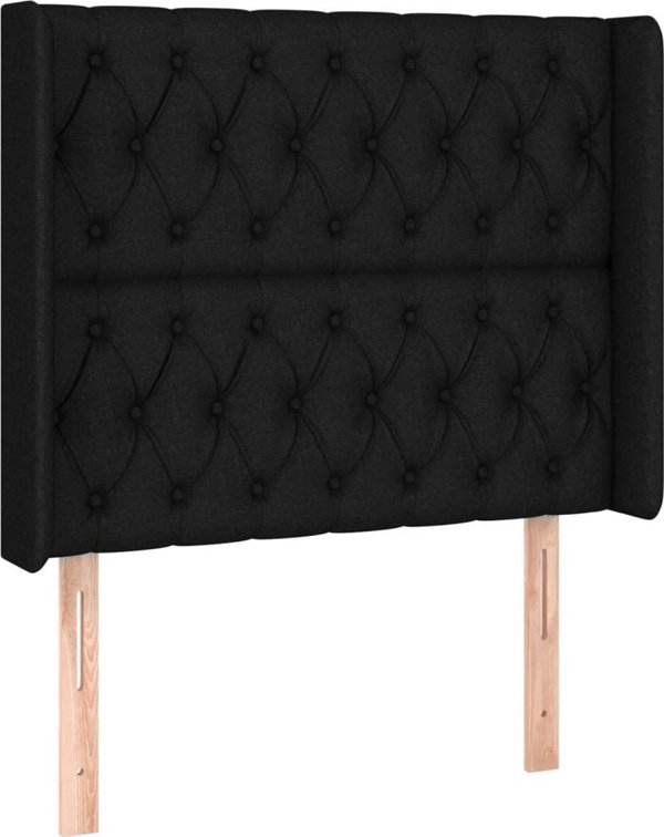 vidaXL Lozko kontynentalne z materacem czarne 90x200 cm tkanina