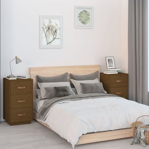 vidaXL Σετ 2 κομοδίνα, μέλι-καφέ, 40x40x75 cm, ξύλο πεύκου