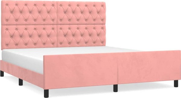 vidaXL Rama lozka z zaglowkiem rozowa 160x200 cm aksamitna