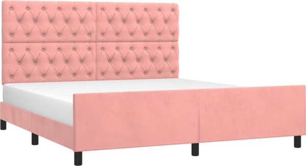 vidaXL Rama lozka z zaglowkiem rozowa 160x200 cm aksamitna
