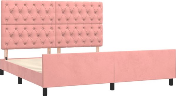 vidaXL Rama lozka z zaglowkiem rozowa 160x200 cm aksamitna