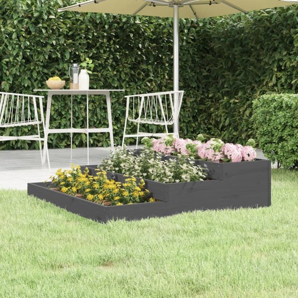 vidaXL Donica, szara, 107x107x27 cm, lite drewno sosnowe