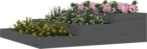 vidaXL Donica, szara, 107x107x27 cm, lite drewno sosnowe