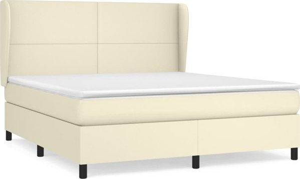 vidaXL Κρεβάτι Continental με Στρώμα, Εκρού, Συνθετικό Δέρμα 180x200 cm