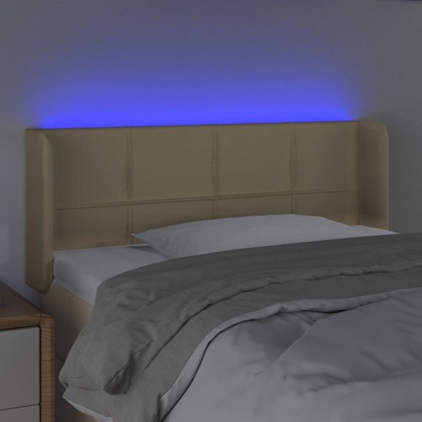 vidaXL Κεφαλάρι κρεβατιού με LED, κρεμ, 103x16x78/88 cm, ύφασμα