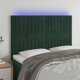 vidaXL Κεφαλάρι κρεβατιού με LED, σκούρο πράσινο, 144x5x118/128 cm