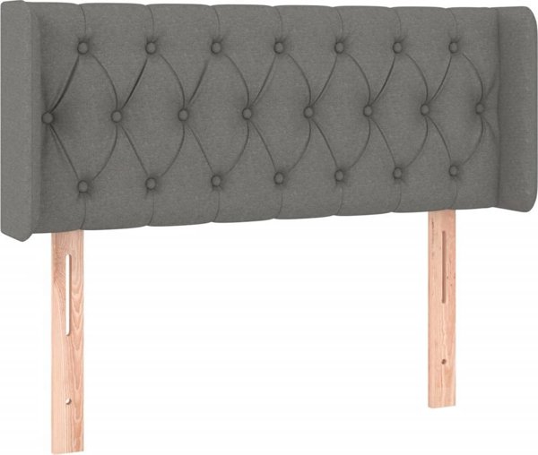 vidaXL Zaglowek do lozka z LED, ciemnoszary, 93x16x78/88 cm, tkanina