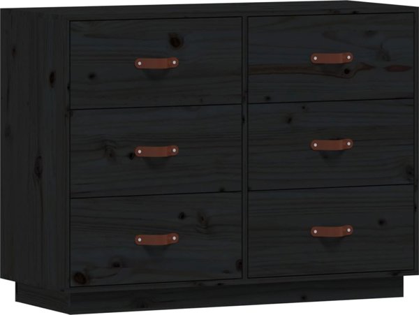 vidaXL vidaXL Komoda, czarna, 100x40x75 cm, lite drewno sosnowe