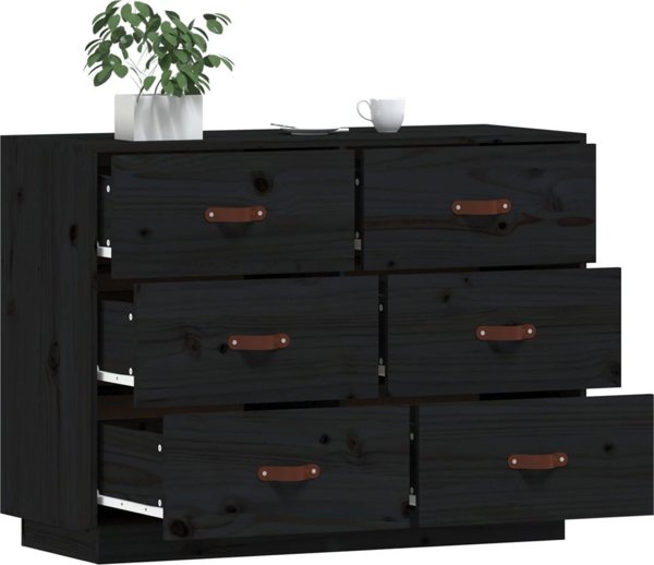 vidaXL vidaXL Komoda, czarna, 100x40x75 cm, lite drewno sosnowe