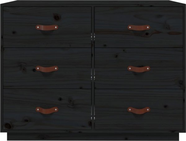 vidaXL vidaXL Komoda, czarna, 100x40x75 cm, lite drewno sosnowe