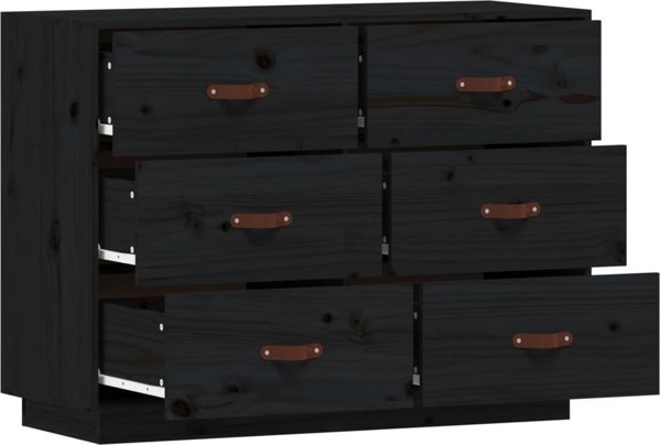 vidaXL vidaXL Komoda, czarna, 100x40x75 cm, lite drewno sosnowe