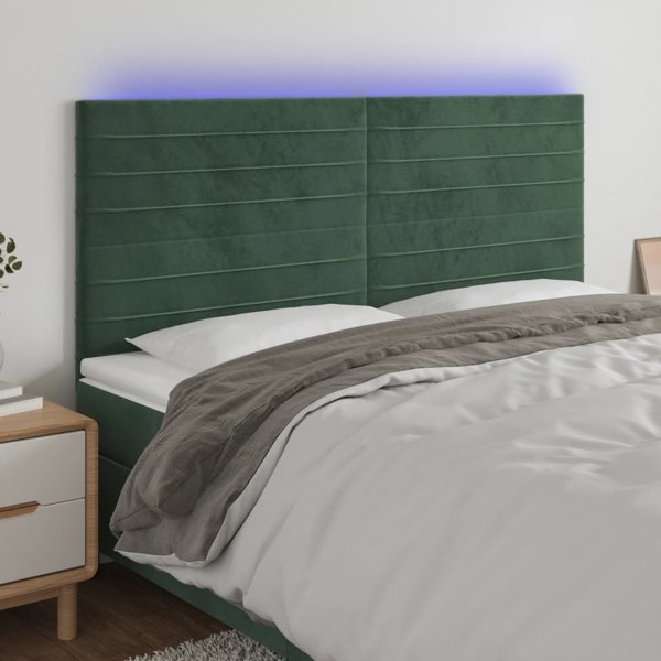vidaXL Zaglohek do lotka me LED, σκουροπρασινο, 180x5x118/128 cm