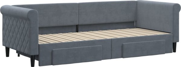 vidaXL Sofa rozsuwana z szufladami, ciemnoszara, 80x200 cm, aksamit