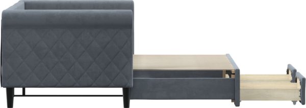 vidaXL Sofa rozsuwana z szufladami, ciemnoszara, 80x200 cm, aksamit