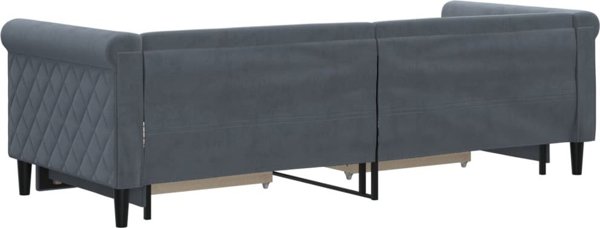 vidaXL Sofa rozsuwana z szufladami, ciemnoszara, 80x200 cm, aksamit