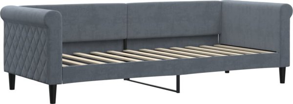 vidaXL Sofa rozsuwana z szufladami, ciemnoszara, 80x200 cm, aksamit